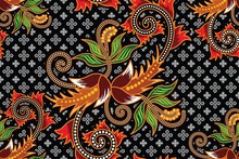 Seamless Pattern With Floral Vector Illustration, Indonesian Batik Motif