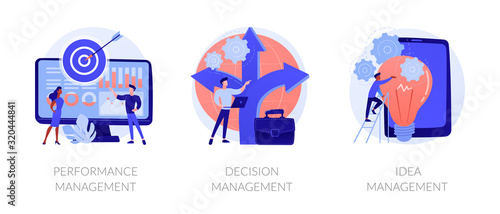 Cuadros en Lienzo Workflow optimization, business direction choosing, startup launch icons set