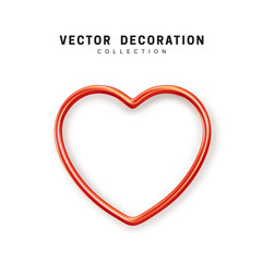 Wall Mural - Red Heart realistic decoration 3d object. Romantic Symbol of Love Heart isolated. Vector illustration