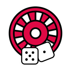 Canvas Print - roulette wheel with dices casino