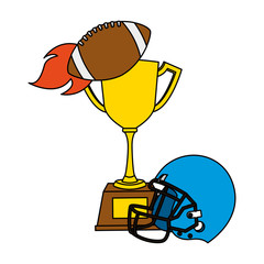 Sticker - american football sport helmet with balloon and trophy