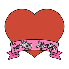 Sticker - heart love with ribbon healthy lifestyle