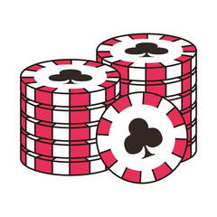 Sticker - casino pile chips with clover isolated icon