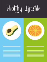 Poster - healthy lifestyle lettering with icons