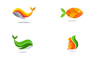 Wall Mural - logo collection of abstract modern fish design vector