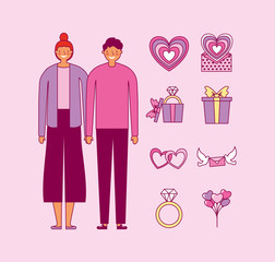 Poster - bundle of valentines day couple and set icons