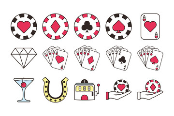 Sticker - bundle of casino set icons