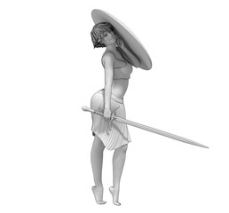 warrior woman character, 3D rendering, illustration