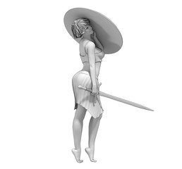 Canvas Print - warrior woman character, 3D rendering, illustration