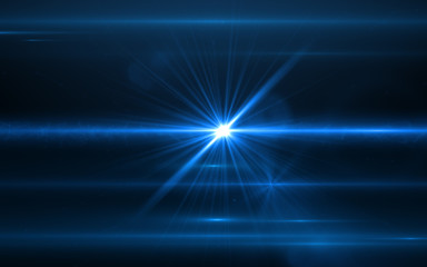 Wall Mural - Abstract digital lens flare with plexus effect background.Blue light with lines and dots connect.Future technology concept