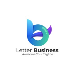 Vector Logo Illustration Abstract Letter B Gradient Colorful