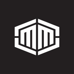 Poster - MM Logo monogram with hexagon shape and piece line rounded design tamplate