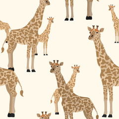 Wall Mural - Giraffe seamless animal pattern sand background