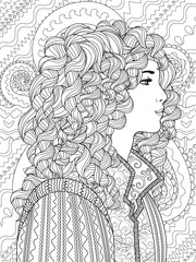 Wall Mural - Coloring pages for adults with a princess.