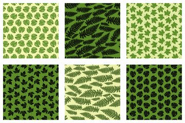 Poster - Set of beautiful pattern with tropical leaves for textile design. Modern palm seamless pattern. Modern wallpaper. Beautiful floral texture. Jungle vector floral. Summer nature print. Tropical leaves