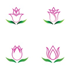Wall Mural - Set of vector illustration icon of beautiful tulips with white background