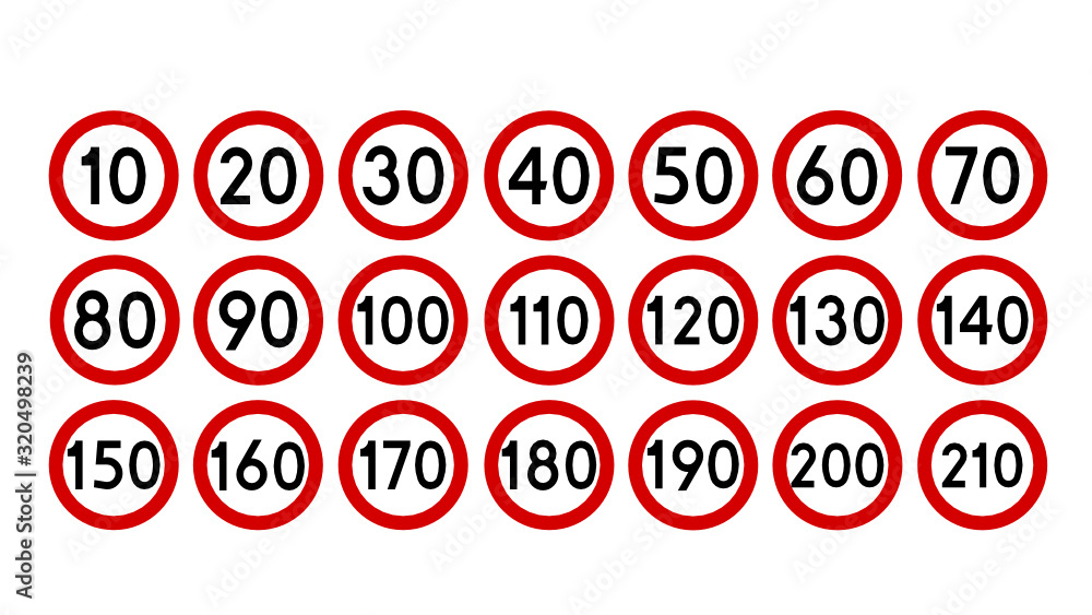 Znaki zakazu ograniczenie prędkości - obrazy, fototapety, plakaty 