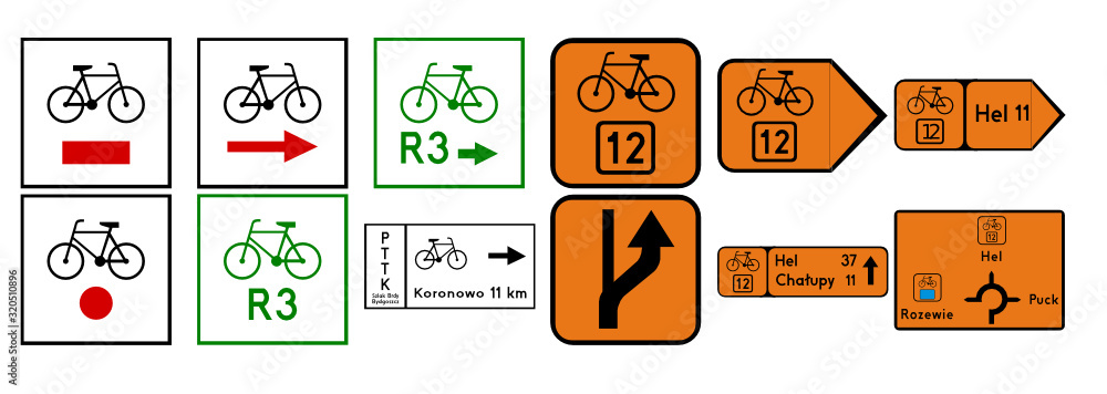 Dodatkowe znaki szlaków rowerowych - obrazy, fototapety, plakaty 