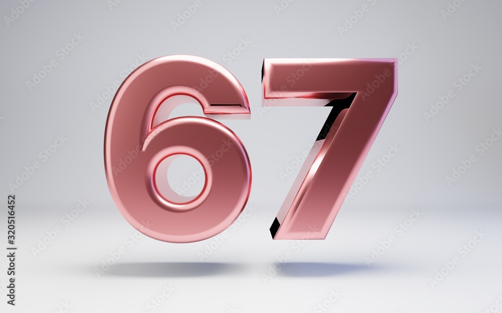 67 Roz Rose Gold number 67 isolated on white background Stock Illustration ...