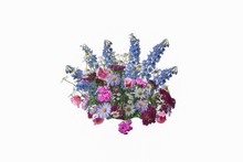 Luxurious Bouquet Of Summer Garden Flowers Isolated On The White Background