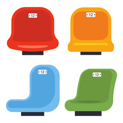 Stadium seats vector cartoon set isolated on a white background.