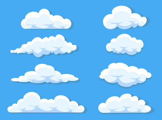 set of clouds cartoon style isolated on white illustration