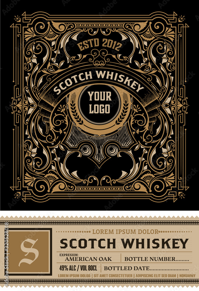 Old label for packing with liquor background Stock Vector | Adobe Stock
