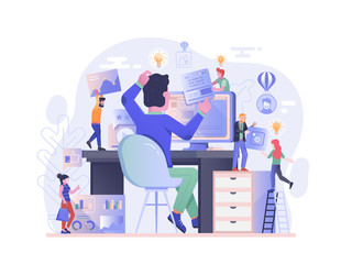 Wall Mural - Web Site Updating Process Concept in Flat