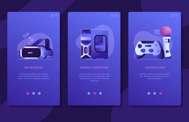 Online VR Gaming UI Screens Templates Design
