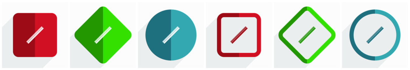 Fototapete - Ruler, tool, measurement, equipment, education, school icon set, flat design vector illustration in 6 options for webdesign and mobile applications in eps 10