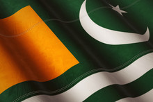 3d Rendered Realistic Fabric Flag Of Kashmir On White Wall 5 February Kashmir Day Azad Kashmir Flag Closeup View
