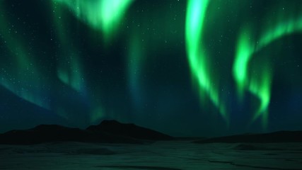 spectacular 4k animation of realistic and bright aurora borealis phenomenon. timelapse video of pola