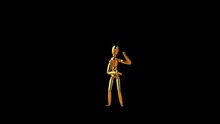 Funny Golden Mannequin Dancing Macarena, Seamless Loop, Alpha Channel