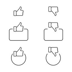 Wall Mural - like. thumb up and down in linear design. thumb up and thumb down with square and circle. like vecto