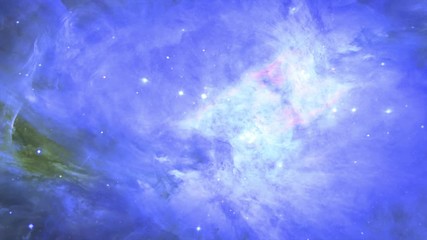 Wall Mural - Blue 3D Space background. Moving stars rotation nebula