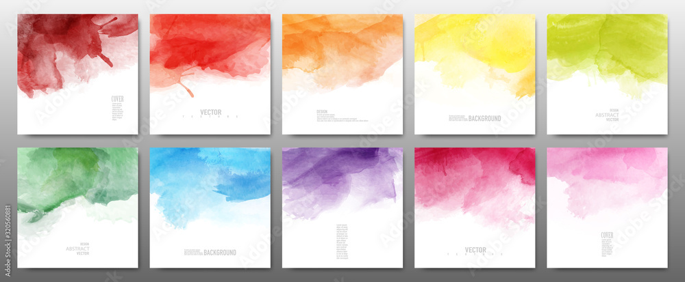 Set of bright colors watercolor - obrazy, fototapety, plakaty 