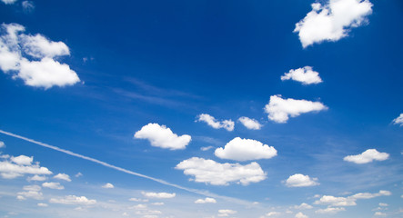 Wall Mural - Blue sky background with tiny clouds