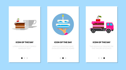 Sticker - Dessert delivery thin flat icon set