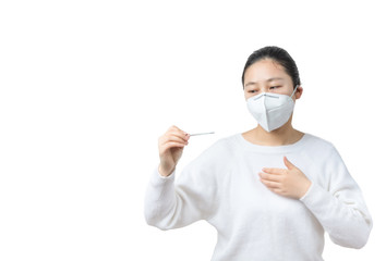 Wall Mural - Bust of sick girl on white background