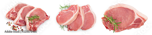 Fotomural sliced raw pork meat isolated on white background
