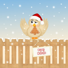 Poster - funny bird at Christmas