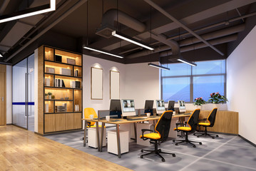 Poster - 3d render of modern office interior