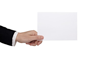 blank sign note label hand holding paper