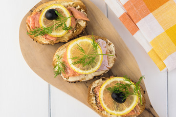 Wall Mural - Smoke roasted salmon sandwich.