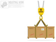 A Wooden Crate Is Hanged On The Hook
