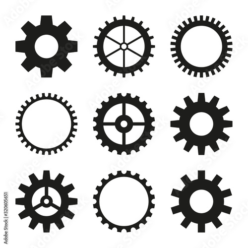 Fotografía Set of vector icons of gear wheel, cogwheel mechanism