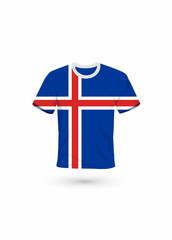 Sport shirt in colors of Iceland flag. Vector illustration for sport, championship and national team, sport game