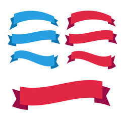 Wall Mural - Glossy red ribbon vector. Banner ribbon vector set