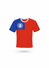 Sport shirt in colors of Myanmar flag. Vector illustration for sport, championship and national team, sport game