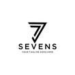 Creative Illustration modern number 7 seven or number 77 Seventy seven geometric logo design